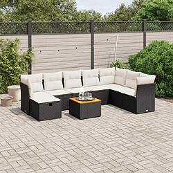 Maison Chic Ensemble Tables et chaises d'extérieur 9 pcs avec coussins,Salon de jardin noir résine tressée -GKD346618