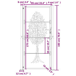 vidaXL Portail de jardin 105x180 cm acier corten conception de l'arbre pas cher