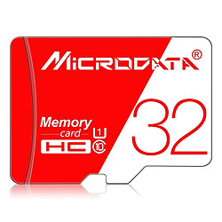 Wewoo Carte Micro SD mémoire MICRODATA 32 Go haute vitesse U1 rouge et blanche TF SD