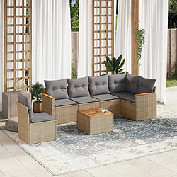 vidaXL Salon de jardin avec coussins 7 pcs beige résine tressée 