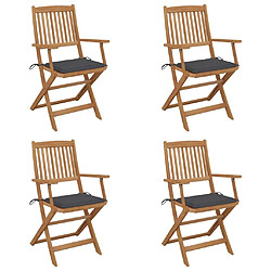 Maison Chic Lot de 4 Chaises pliables d'extérieur avec coussins | chaises de jardin | Fauteuil Relax Bois d'acacia -GKD59304