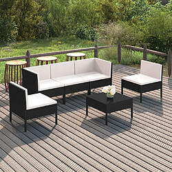 Maison Chic Salon de jardin 6 pcs + coussins - Mobilier/Meubles de jardin - Table et chaises d'extérieur Résine tressée Noir -MN89545