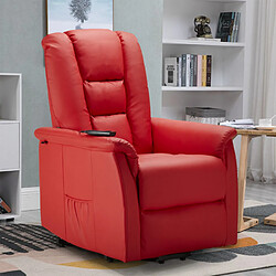 LE ROI DU RELAX Fauteuil de relaxation avec système d'inclinaison en simili-cuir design Joanna Fix, Couleur: Rouge