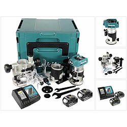 Makita DRT 50 RF1J X2 Aflleureuse multifonctions sans fil, sans balai, 18 V Li-Ion - avec module de fraisage + 2x Batteries 3.0 + Chargeur + Makpac 