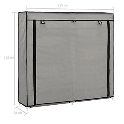 vidaXL Armoire à chaussures avec housse Gris 115x28x110 cm Tissu pas cher