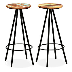 vidaXL Tabourets de bar lot de 2 bois massif de récupération 