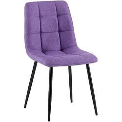 Decoshop26 Chaise de salle à manger x1 coutures forme carrées en tissu violet pieds en métal noir 10_0001976 