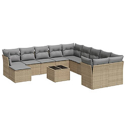 Maison Chic Salon de jardin avec coussins 12 pcs | Ensemble de Table et chaises | Mobilier d'Extérieur beige résine tressée -GKD85540