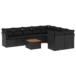 Maison Chic Salon de jardin 10 pcs avec coussins, Ensemble Tables et chaises d'extérieur noir résine tressée -GKD229675