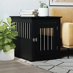 vidaXL Meuble de cage pour chiens noir 55x75x65 cm bois d'ingénierie