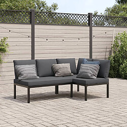 vidaXL Salon de jardin 2 pcs avec coussins noir aluminium 