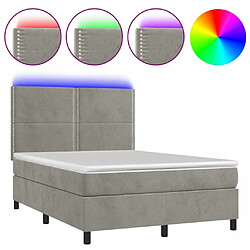 Sommier à lattes,Cadre à lattes de lit pour Adulte matelas et LED Gris clair 140x190 cm -MN26221