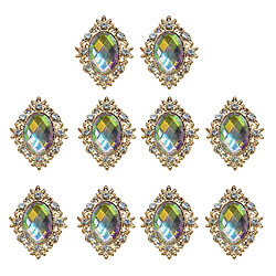 10 Pcs Strass Dos Plat Perles Bouton Scrapbook Embellissement AB Couleur