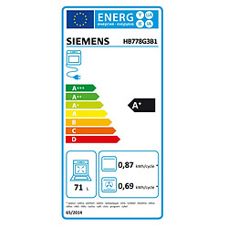 Four intégrable multifonction 71l 60cm a+ pyrolyse noir - HB778G3B1 - SIEMENS