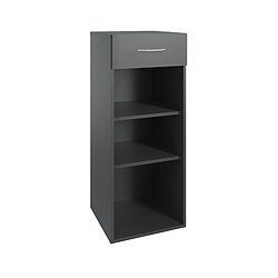 Pegane Etagère de rangement avec 1 tiroir et 2 tablettes en mélamine coloris graphite - longueur 40 x hauteur 98 x profondeur 40 cm