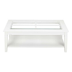 Vente-Unique Table basse GUERANDE - Plateau en verre trempé - Pin blanc