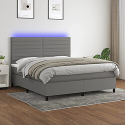 vidaXL Sommier à lattes de lit et matelas et LED Gris foncé 160x200 cm 