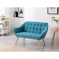 Vente-Unique Canapé 2 places en tissu bleu CASERTA 