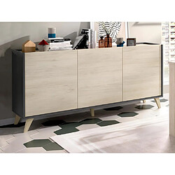 Vente-Unique Buffet KOLYMA - 3 portes - Coloris : Chêne & Anthracite 