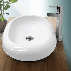 Ecd Germany Lavabo 630x420x120 mm en céramique blanche avec kit de vidange sans trop-plein