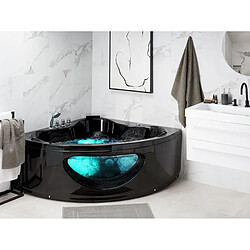 Beliani Baignoire d'angle noire 190 x 150 cm avec LED TOCOA