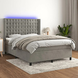 vidaXL Sommier à lattes de lit matelas et LED Gris clair 140x190 cm 