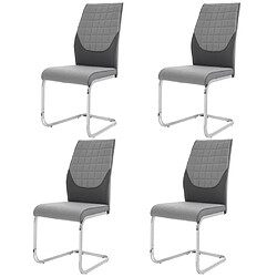 ComfortXL Chaise Freischwinger (set De 4), Structure Métallique Chromée, Gris 