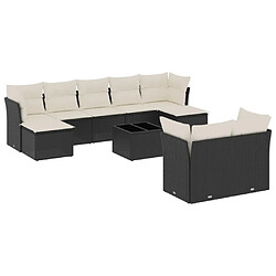 Maison Chic Salon de jardin 10 pcs avec coussins | Ensemble de Table et chaises | Mobilier d'Extérieur noir résine tressée -GKD91619