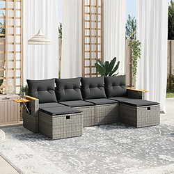 Maison Chic Ensemble Tables et chaises d'extérieur 6pcs avec coussins,Salon de jardin gris résine tressée -GKD451479