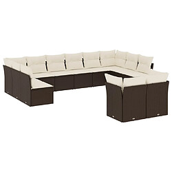 Maison Chic Salon de jardin avec coussins 12 pcs, Ensemble Tables et chaises de jardin, marron résine tressée -GKD240490