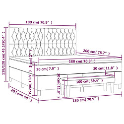 vidaXL Sommier à lattes de lit et matelas Gris clair 180x200cm Velours pas cher