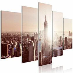 Paris Prix Tableau 5 Panneaux Sun Over Manhattan Wide Brown 50 x 100 cm 