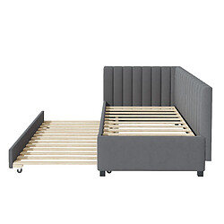 Acheter KOMHTOM Canapé convertible 90*200,, Lit multifonctionnel avec sommier à lattes, Lit pour adolescent, Gris, Tissu velours