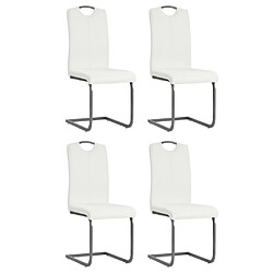 vidaXL Chaises à manger cantilever lot de 4 blanc similicuir