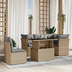 vidaXL Salon de jardin avec coussins 6 pcs beige résine tressée 