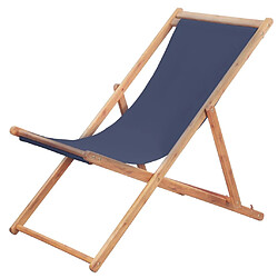 vidaXL Chaise pliable de plage Tissu et cadre en bois Bleu