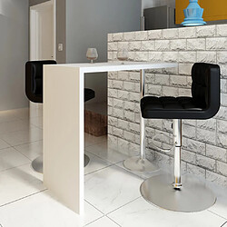 vidaXL Table de bar MDF avec 1 pied en acier Haut brillance Blanc 