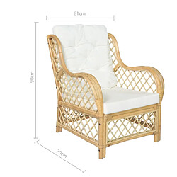 vidaXL Canapé avec coussin Rotin naturel et lin pas cher