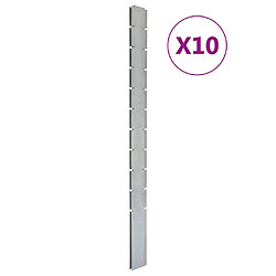 vidaXL Poteaux de clôture 10 pcs argenté 260 cm&nbsp;acier galvanisé