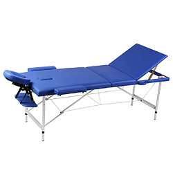 vidaXL Table pliable de massage Bleu 3 zones avec cadre en aluminium 