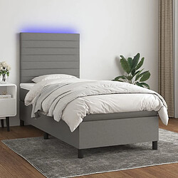 Sommier à lattes et LED,Cadre à lattes de lit avec matelas pour Adulte Gris foncé 90x200cm -MN64282