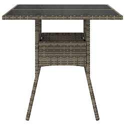 Acheter vidaXL Table de jardin dessus en verre gris 80x80x75 cm résine tressée