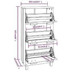 vidaXL Armoire à chaussures HAMAR Gris foncé 59,5x35x117 cm Pin massif pas cher