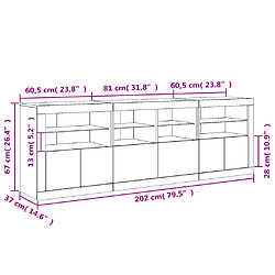 vidaXL Buffet avec lumières LED chêne marron 202x37x67 cm pas cher