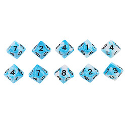 10pcs 10 face d10 polyhedral dice couleur double pour dnd rpg mtg bleu blanc