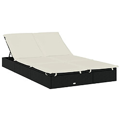 Maison Chic Chaise longue à 2 places avec coussins | Bain de soleil Relax | Transat noir résine tressée -GKD81958