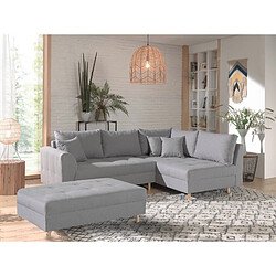 Lisa Design Rune - canapé d'angle - avec pouf d'appoint - 4 places - style scandinave - droit Rune - canapé d'angle - avec pouf d'appoint - 4 places - style scandinave - droit - Gris clair