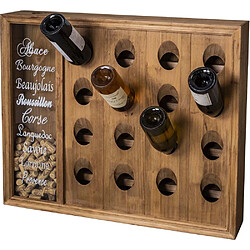 Antic Line Creations Range bouteilles mural en bois 16 bouteilles avec réserve bouchons. Range bouteilles mural en bois 16 bouteilles avec réserve bouchons