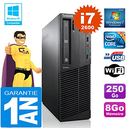 PC Lenovo M92p SFF Core I7-2600 Ram 8Go Disque 250 Go Graveur DVD Wifi W7 - Occasion