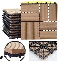 Acheter Decoshop26 Carrelage de sol WPC balcon terrasse aspect bois 11 pièces 30x30cm 1m² décalage en teck 04_0005440